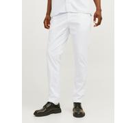 Chinos JACK & JONES "JPSTMARCO mit Stretchkomfort und schmalem Bein", Herren, Gr. 34, Länge 34, weiß, Web, Obermaterial: 98% Baumwolle, 2% Elasthan, unifarben, slim fit normal, Hosen, mit Reißverschlu