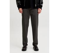 Chinos JACK & JONES "JPSTOLLIE CONNOR CHINO NOOS", Herren, Gr. 34, Länge 32, grau (schwarz earth detail:houndstooth), Web, Obermaterial: 68% Polyester, 28% Viskose, 4% Elasthan, unifarben, regular fit