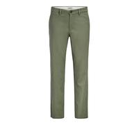 Chinos JACK & JONES "JPSTOLLIE DYLAN CHINO", Herren, Gr. 32, Länge 34, deep lichen grün, Web, Obermaterial: 98% Baumwolle, 2% Elasthan, unifarben, regular fit lang, Hosen Chinos, Baumwollmischung, reg