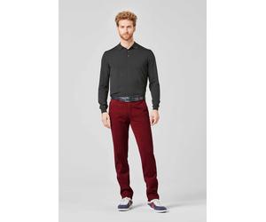Chinos MEYER "Bonn", Herren, Gr. 27, Normalgrößen, rot, 98% Baumwolle, 2% Elasthan, unifarben, regular fit lang, Hosen, Super-Stretch Winter Twill, mit Stretch-Dehnbund (23062030-27) rot