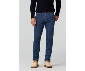 Chinos MEYER "Chicago", Herren, Gr. 52, Normalgrößen, blau (blau, stone), 92% Baumwolle, 6% Polyester, 2% Elasthan, unifarben, regular fit lang, Hosen, mit Dehnbund (46355430-52) blau, stone