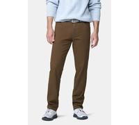 Chinos MEYER "Dublin 9-3009", Herren, Gr. 50, Normalgrößen, braun (karamell), 75% Baumwolle, 21% Lyocell, 4% Elasthan, unifarben, regular fit knöchellang, Hosen, in hochelastischer moderner Micro Stru