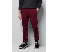 Chinos MEYER "M5 Chino 9-6001", Herren, Gr. 38, Länge 32, rot (bordeaux), 98% Baumwolle, 2% Elasthan, unifarben, regular fit lang, Hosen, M5 Serie (16343242-38) bordeaux