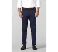 Chinos MEYER "NEW YORK Art.1-8130", Herren, Gr. 28, Normalgrößen, marine, 90% Baumwolle, 7% Kapok, 3% Elasthan, unifarben, regular fit lang, Hosen, mit buntgewebtem Innenfutter (22938127-28) marine