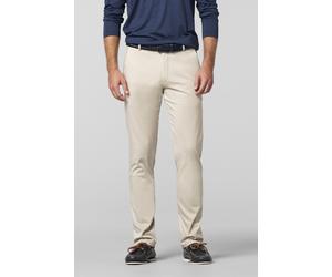 Chinos MEYER "NEW YORK Art.1-8130", Herren, Gr. 48, Normalgrößen, beige (teak), 90% Baumwolle, 7% Kapok, 3% Elasthan, unifarben, regular fit lang, Hosen, mit buntgewebtem Innenfutter (28511319-48) tea
