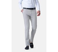 Chinos MEYER "NEW YORK Art.1-8130", Herren, Gr. 48, Normalgrößen, grau (grau, gemustert), 90% Baumwolle, 7% Kapok, 3% Elasthan, unifarben, regular fit lang, Hosen, mit buntgewebtem Innenfutter (621613