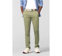 Chinos MEYER "NEW YORK Art.1-8130", Herren, Gr. 48, Normalgrößen, grün (oliv), 90% Baumwolle, 7% Kapok, 3% Elasthan, unifarben, regular fit lang, Hosen, mit buntgewebtem Innenfutter (91004526-48) oliv