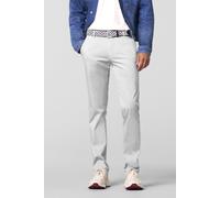 Chinos MEYER "NEW YORK Art.1-8130", Herren, Gr. 56, Normalgrößen, platin, 90% Baumwolle, 7% Kapok, 3% Elasthan, unifarben, regular fit lang, Hosen, mit buntgewebtem Innenfutter (93058723-56) platin