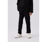 Chinos NAME IT "NKMRIRAMEL PANT NOOS", Jungen, Gr. 134, N-Gr, schwarz, Web, Obermaterial: 64% Polyester, 32% Viskose, 4% Elasthan, unifarben, regular fit normal, Hosen (16396838-134) schwarz