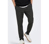 Chinos ONLY & SONS "ONSMARK SLIM CHECK 020960 PANT", Damen, Gr. 32, Länge 32, coffee bean, Web, Obermaterial: 64% Viskose, 31% Polyester, 5% Elasthan, meliert, slim fit normal, Hosen Chinos (55881951-