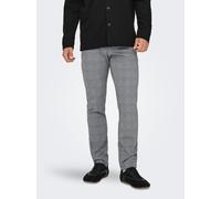 Chinos ONLY & SONS "ONSMARK SLIM CHECK PANTS 9887 NOOS", Herren, Gr. 31, Länge 30, grau (limestone), Web, Obermaterial: 64% Viskose, 31% Polyester, 5% Elasthan, kariert, schmal normal, Hosen (52865346