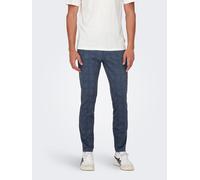 Chinos ONLY & SONS "ONSMARK SLIM CHECK PANTS 9887 NOOS", Herren, Gr. 33, Länge 32, blau (marineblaus), Web, Obermaterial: 64% Viskose, 31% Polyester, 5% Elasthan, kariert, schmal normal, Hosen (852496