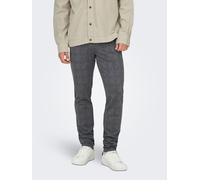 Only & Sons Herren Chino Hose ONSMARK Slim Check 9887 - Slim Fit - Stretch, Größe:36W / 32L, Farbe:Black 22019887
