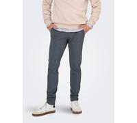 Chinos ONLY & SONS "ONSMARK SLIM DITSY 020934 PANT NOOS", Herren, Gr. 31, Länge 34, blau (schwarz navy), Web, Obermaterial: 64% Viskose, 31% Polyester, 5% Elasthan, unifarben, slim fit normal, Hosen (