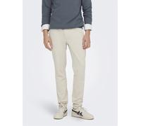 Chinos ONLY & SONS "ONSMARK SLIM GW 0209 PANT NOOS", Herren, Gr. 28, Länge 30, moonstruck, Web, Obermaterial: 64% Viskose, 31% Polyester, 5% Elasthan, unifarben, schmal normal, Hosen (32006313-28) moo