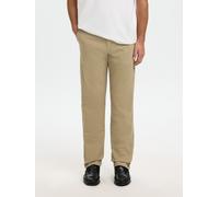 Chinos SELECTED "SLM196-STRAIGHT MILES TWILL PANT NOOS", Herren, Gr. 31, Länge 34, beige (greige), Web, Obermaterial: 91% Baumwolle, 6% Elastomultiester, 3% Elasthan, unifarben, straight fit lang, Hos