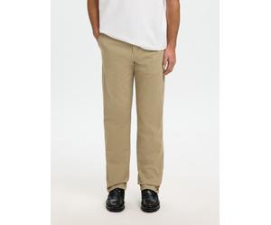 Chinos SELECTED "SLM196-STRAIGHT MILES TWILL PANT NOOS", Herren, Gr. 31, Länge 34, beige (greige), Web, Obermaterial: 91% Baumwolle, 6% Elastomultiester, 3% Elasthan, unifarben, straight fit lang, Hos