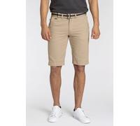 Chinoshorts BRUNO BANANI, Herren, Gr. 38, N-Gr, beige, Twill, Obermaterial: 100% Baumwolle, unifarben, slim fit kniefrei, Hosen Chinoshorts, inklusive Gürtel (36201910-38) beige