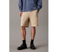 Chinoshorts CALVIN KLEIN JEANS "COTTON CHINO SHORT 9 IN", Herren, Gr. 28, N-Gr, weiß (weiß pepper), Web, Obermaterial: 97% Baumwolle, 3% Elasthan, unifarben, normal kniefrei, Hosen Chinoshorts, in Uni