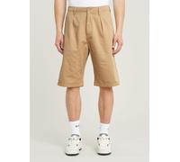 Chinoshorts G-STAR "Pleated Chino Shorts", Herren, Gr. 33, lion gd, Obermaterial: 72% Baumwolle, 28% Leinen, Hosen Chinoshorts (90597402-33) lion gd