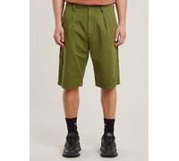 Chinoshorts G-STAR "Pleated Chino Shorts", Herren, Gr. 34, grün (mayfly gd), Obermaterial: 72% Baumwolle, 28% Leinen, Hosen Chinoshorts (44613167-34) mayfly gd