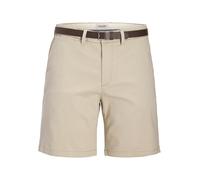 Chinoshorts JACK & JONES "JPSTADAM BELTED CHINO SHORTS SRT", Herren, Gr. M, N-Gr, string, Web, Obermaterial: 98% Baumwolle, 2% Elasthan, unifarben, regular fit, Hosen Chinoshorts (84433512-M) string