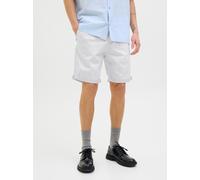 Chinoshorts JACK & JONES "JPSTBOWIE JJSHORTS S", Herren, Gr. M, N-Gr, weiß, Web, Obermaterial: 98% Baumwolle, 2% Elasthan, unifarben, regular fit kurz, Hosen Chinoshorts, mit Aufschlag (84950828-M) we