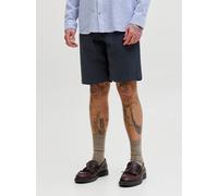 Chinoshorts JACK & JONES "JPSTKARL BARRET CHINO SHORTS MID SN", Herren, Gr. M, N-Gr, schwarz navy, Web, Obermaterial: 98% Baumwolle, 2% Elasthan, unifarben, weit kniebedeckend, Hosen Chinoshorts, mit