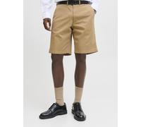 Chinoshorts JACK & JONES "JPSTKARL BARRET CHINO SHORTS MID SN", Herren, Gr. S, N-Gr, e.wood, Web, Obermaterial: 98% Baumwolle, 2% Elasthan, unifarben, weit kniebedeckend, Hosen Chinoshorts, mit Tasche