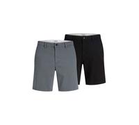 Chinoshorts JACK & JONES "JPSTMARCO DYLAN CHINO SHORTS SRT MP 2PK", Herren, Gr. S, N-Gr, schwarz-weiß (schwarz pack:castlerock), Web, Obermaterial: 98% Baumwolle, 2% Elasthan, unifarben, regular fit k