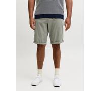 Chinoshorts "JPSTBOWIE JJSHORTS SOLID SN PLS", Herren, Gr. 44 (5XL), N-Gr, vetiver, Web, Obermaterial: 98% Baumwolle, 2% Elasthan, JACK & JONES PLUSSIZE, unifarben, regular fit knielang, Hosen Chinosh