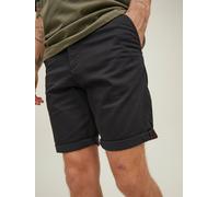 Chinoshorts "JPSTBOWIE JJSHORTS SOLID SN PLS", Herren, Gr. 46, N-Gr, schwarz, Web, Obermaterial: 98% Baumwolle, 2% Elasthan, JACK & JONES PLUSSIZE, regular fit knielang, Hosen Chinoshorts, mit Umschla