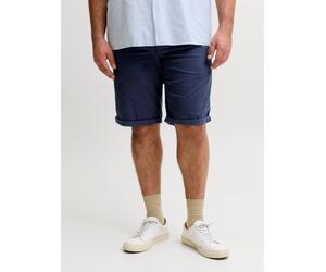 Chinoshorts "JPSTBOWIE JJSHORTS SOLID SN PLS", Herren, Gr. 48 (7XL), N-Gr, blau (navy blazer), Web, Obermaterial: 98% Baumwolle, 2% Elasthan, JACK & JONES PLUSSIZE, unifarben, regular fit knielang, Ho