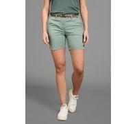 Chinoshorts KANGAROOS, Damen, Gr. 50, N-Gr, grün (salbei), Web, Obermaterial: 98% Baumwolle, 2% Elasthan, figurbetont kurz, Hosen Chinoshorts, mit Zitronen, kurze Hose mit geradem Bein, inklusive Gürt