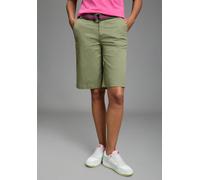 Chinoshorts LAURA SCOTT, Damen, Gr. 44, N-Gr, khaki, Twill, Obermaterial: 98% Baumwolle, 2% Elasthan, unifarben, bequem kniefrei, Hosen Chinoshorts, weite Twill-Hose, mit Eingrifftaschen und Leistenta