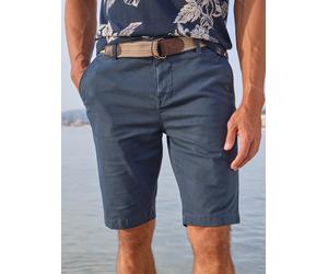 Chinoshorts LERROS "Bequeme Chino-Bermuda mit Gürtel und Minimalprint", Herren, Gr. 32, storm blau, 98% Baumwolle, 2% Elasthan, Hosen Chinoshorts, Leichte Sommershorts aus 98% Baumwolle und 2% Elastha