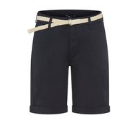 Chinoshorts MAC "CHINO SHORTS belt", Damen, Gr. 44, N-Gr, dunkelblau ppt, Gabardine, Obermaterial: 98% Baumwolle, 2% Elasthan, relaxed fit kniefrei, Hosen Chinoshorts, inklusive Flecht- Gürtel (598729