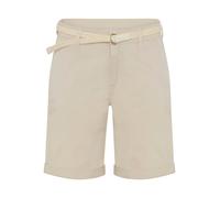 Chinoshorts MAC "CHINO SHORTS belt", Damen, Gr. 44, N-Gr, ivory ppt, Gabardine, Obermaterial: 98% Baumwolle, 2% Elasthan, relaxed fit kniefrei, Hosen Chinoshorts, inklusive Flecht- Gürtel (99739128-44