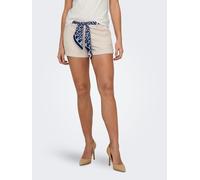 Chinoshorts ONLY "ONLEVELYN MW NEW BELT CHINO SHORTS PNT", Damen, Gr. XL (42), N-Gr, grau (chateau gray), Web, Obermaterial: 97% Baumwolle, 3% Elasthan, unifarben, figurbetont kurz, Hosen, inkl. Binde