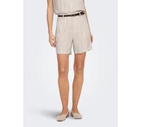 Chinoshorts ONLY "ONLSIESTA HW BELT LIN BL SHORTS PNT NOOS", Damen, Gr. L (40), N-Gr, moonbeam, Web, Obermaterial: 80% Viskose, 20% Leinen, unifarben, regular fit kniefrei, Hosen Chinoshorts, mit Lein
