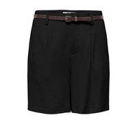 Chinoshorts ONLY "ONLSIESTA HW BELT LIN BL SHORTS PNT NOOS", Damen, Gr. L, N-Gr, schwarz, Web, Obermaterial: 80% Viskose, 20% Leinen, unifarben, regular fit kniefrei, Hosen Chinoshorts, mit Leinen (25