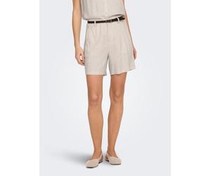 Chinoshorts ONLY "ONLSIESTA HW BELT LIN BL SHORTS PNT NOOS", Damen, Gr. M, N-Gr, moonbeam, Web, Obermaterial: 80% Viskose, 20% Leinen, unifarben, regular fit kniefrei, Hosen Chinoshorts, mit Leinen (1