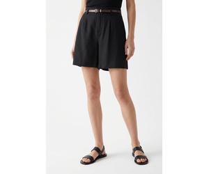 Chinoshorts ONLY "ONLSIESTA HW BELT LIN BL SHORTS PNT NOOS", Damen, Gr. XS (34), N-Gr, schwarz, Web, Obermaterial: 80% Viskose, 20% Leinen, unifarben, regular fit kniefrei, Hosen Chinoshorts, mit Lein