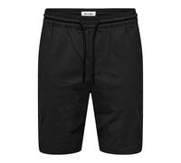 Chinoshorts ONLY & SONS "ONSCAPRI SLIM SLUB CHINO SHORTS OTL", Herren, Gr. M, N-Gr, schwarz, Web, Obermaterial: 98% Baumwolle, 2% Elasthan, unifarben, slim fit knielang, Hosen Chinoshorts (39649952-M)