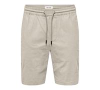 Chinoshorts ONLY & SONS "ONSCAPRI SLIM SLUB CHINO SHORTS OTL", Herren, Gr. S, N-Gr, beige (silber lining), Web, Obermaterial: 98% Baumwolle, 2% Elasthan, unifarben, slim fit knielang, Hosen Chinoshort