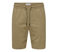 Chinoshorts ONLY & SONS "ONSCAPRI SLIM SLUB CHINO SHORTS OTL", Herren, Gr. S, N-Gr, teak, Web, Obermaterial: 98% Baumwolle, 2% Elasthan, unifarben, slim fit knielang, Hosen Chinoshorts (46442330-S) te