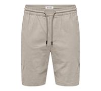 Chinoshorts ONLY & SONS "ONSCAPRI SLIM SLUB CHINO SHORTS OTL", Herren, Gr. XS, N-Gr, beige (silber lining), Web, Obermaterial: 98% Baumwolle, 2% Elasthan, unifarben, slim fit knielang, Hosen Chinoshor