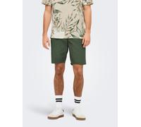 Chinoshorts ONLY & SONS "ONSKAL CHINO 0287 SHORTS CS", Herren, Gr. L, N-Gr, grün (beetle), Web, Obermaterial: 100% Baumwolle, unifarben, slim fit, Hosen (44359707-L) beetle