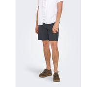 Chinoshorts ONLY & SONS "ONSMARK 0011 COTTON LINEN SHORTS NOOS", Herren, Gr. S, N-Gr, schwarz, Web, Obermaterial: 73% Baumwolle, 25% Leinen, 2% Elasthan, unifarben, regular fit kniefrei, Hosen Chinosh