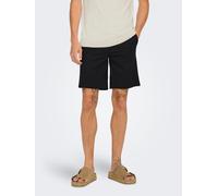 Chinoshorts ONLY & SONS "ONSMARK SHORTS 0209 NOOS", Herren, Gr. L, N-Gr, schwarz, Web, Obermaterial: 64% Viskose, 31% Polyester, 5% Elasthan, unifarben, normal, Hosen Chinoshorts (55853569-L) schwarz